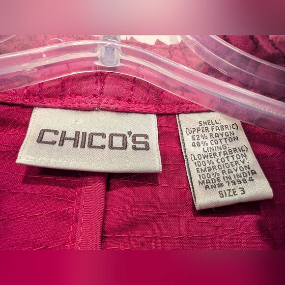 Chicos women's embroidered purple Cottagecore open front blazer cardigan sz 3 XL - Picture 5 of 9